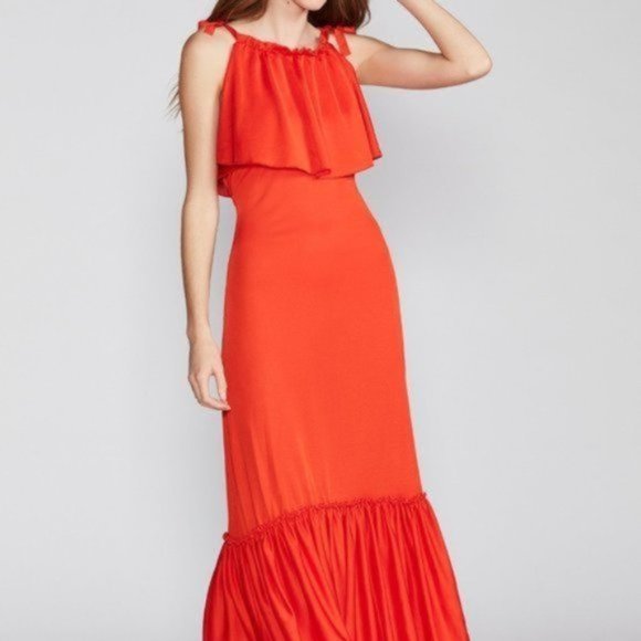 NWT Free People Coco Ruffle Tier Maxi Gown in Fire - Picture 2 of 9